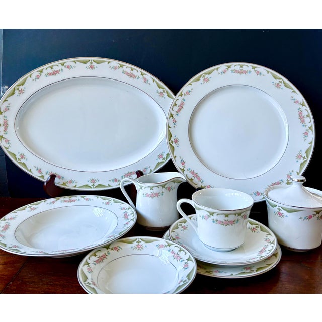 Pink Vintage Oval Serving Platter by Wyndham China in Lizbeth 341 Pattern — Pink Roses For Sale - Image 8 of 8