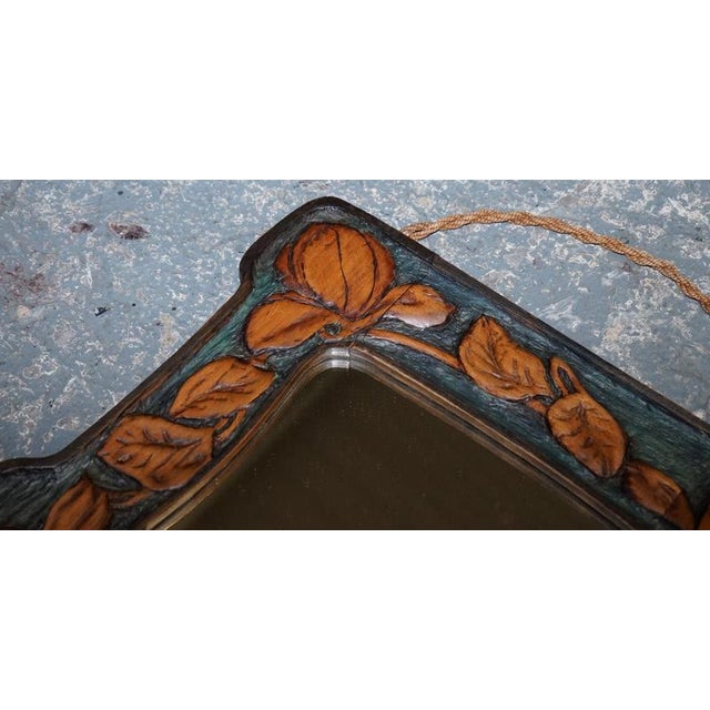Glass Antique French Art Nouveau Floral Carved Wall Mirror For Sale - Image 7 of 9