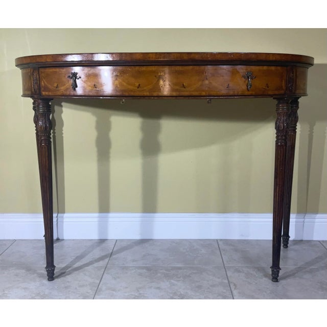 An extremely fine Satinwood Pier table, decorated and finely inlaid with fruit woods and depicting vine and flowers ,...