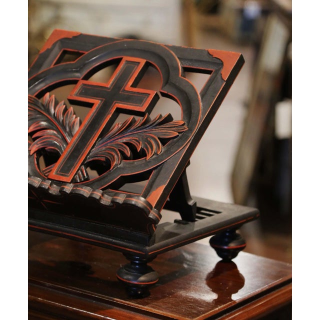 Early 20th Century French Carved Mahogany Folding Bible Book Stand For Sale - Image 4 of 10