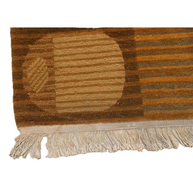 Gold chairish-6x9-modern-tibetan-wool-silk-cut-loop-rug-gold-green.jpg For Sale - Image 8 of 9