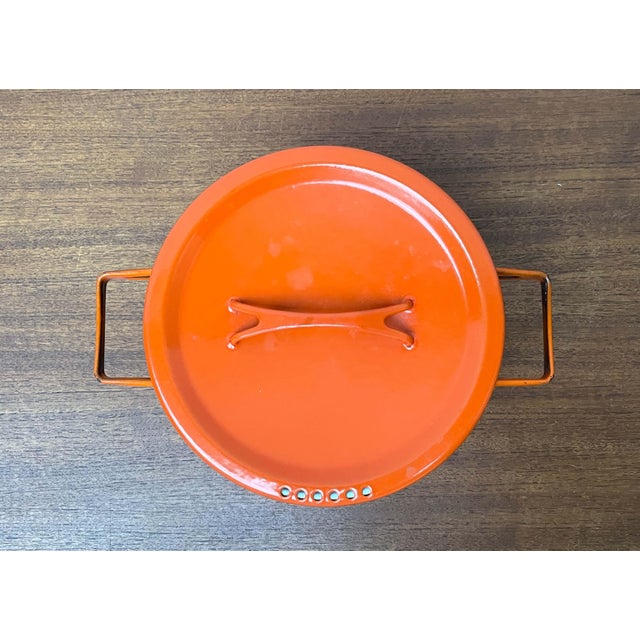Mid-Century Modern Mid-Century Modern Orange Enamel Pot by Seppo Mallat for Finel, 1960s For Sale - Image 3 of 18