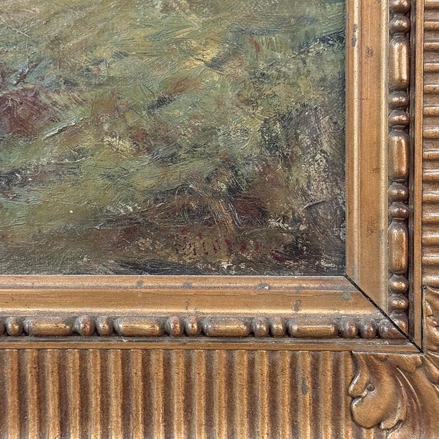 Greige 19th Century Framed Oil Painting on Canvas For Sale - Image 8 of 13