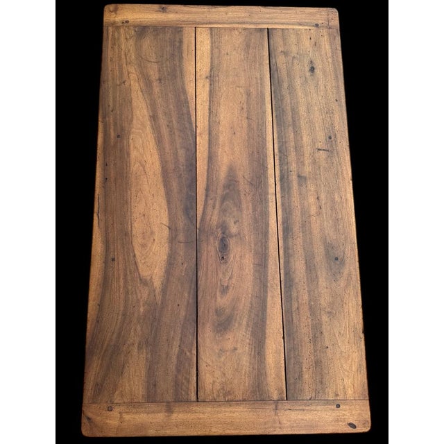 Brown Walnut Farmhouse Table with Drawers For Sale - Image 8 of 17