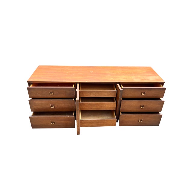 Broyhill Brasilia Long Dresser Lowboy or Credenza in Vintage Mid Century Modern Style, Attributed For Sale - Image 9 of 12