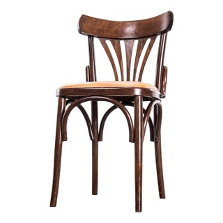 Upholstered Fan Back Bentwood Dining Chair, 1960s For Sale