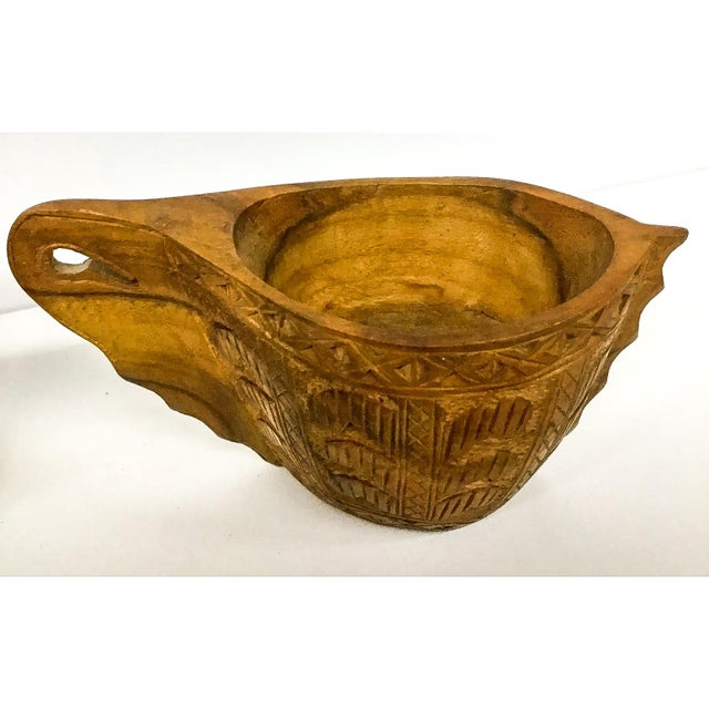 Rustic Hand Wood Carved Vintage Ritual Cups - A Pair For Sale - Image 3 of 11