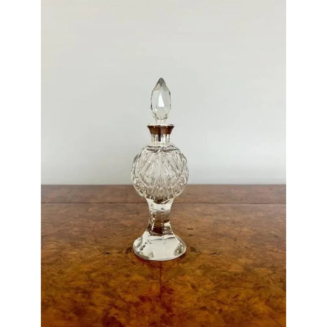 Edwardian Silver Mounted Cut Glass Bottle, 1900s For Sale - Image 3 of 6