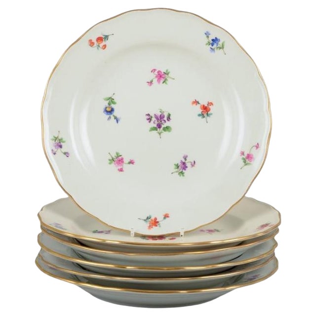 German Dinner Plates in Porcelain from Meissen, 1920s, Set of 6 For Sale