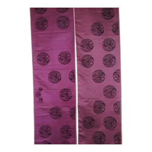 Large Vintage Asian Purple Silk Cut Velvet Fabric Panels - Set of 2