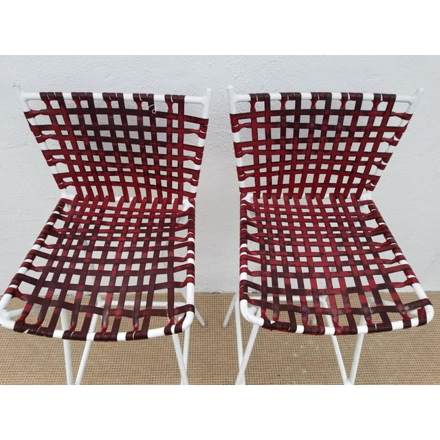 Vintage Italian Red Vinyl Strap Bar Stools a Pair Chairish