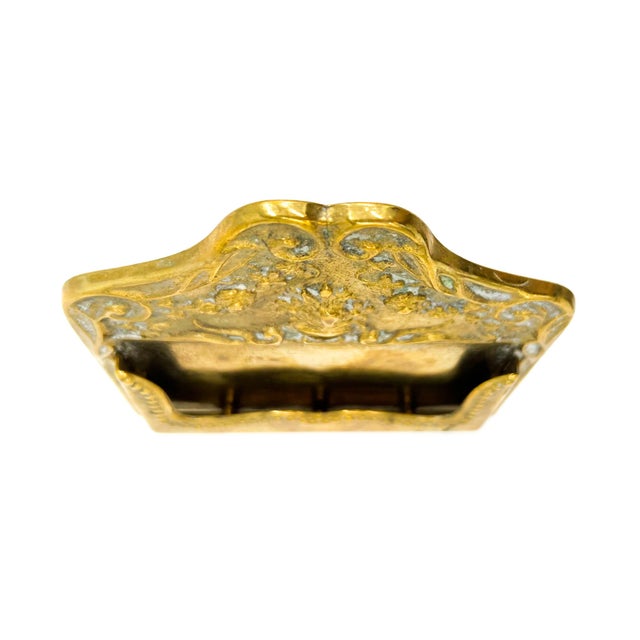 Chapman Manufacturing Company Vintage Italian Brass Business Card Holder – Hollywood Regency / Rococo Revival For Sale - Image 4 of 13