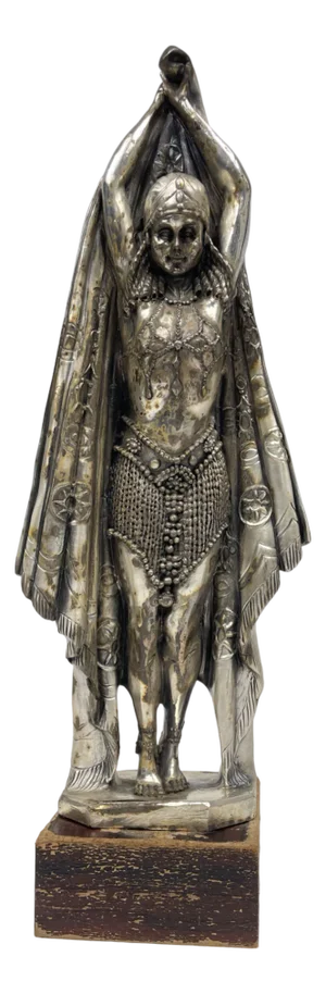 Laminated Liberty Woman Statuette in Silver, 1920s