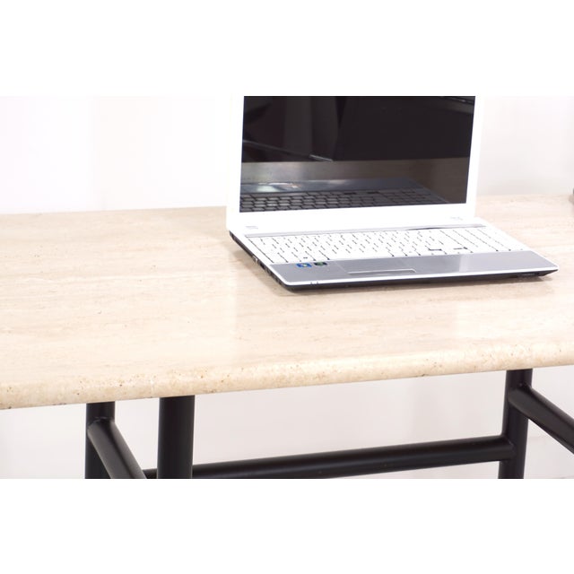 1980s Metal and Travertine Table, 1980s For Sale - Image 5 of 7