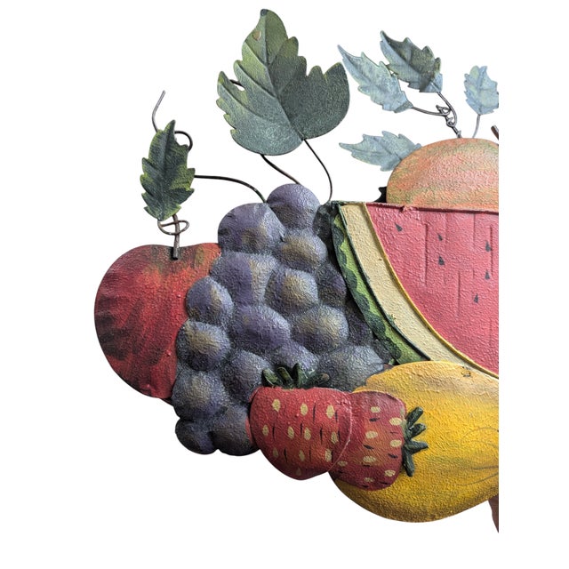 Metal Vintage Painted Tole Metal Fruit Wall Sculpture For Sale - Image 7 of 15