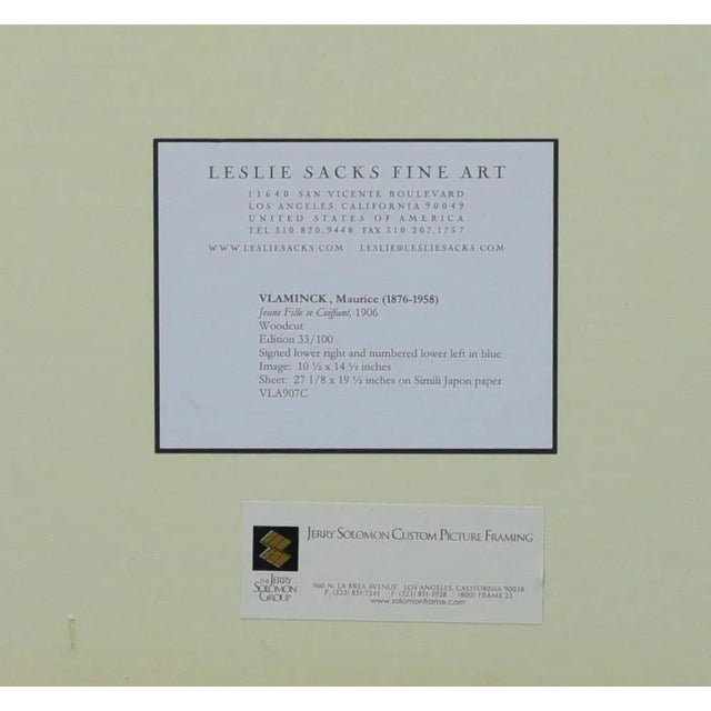 Maurice De Vlaminck Woodcut, Jeune Fille Se Coiffant, 1906 For Sale - Image 4 of 4