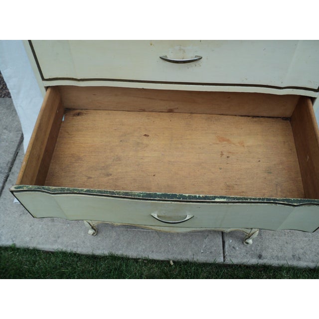 Ivory Vintage 1960s-1970s Dixie Furniture French Provincial Chest-on-Chest Highboy Dresser For Sale - Image 8 of 14