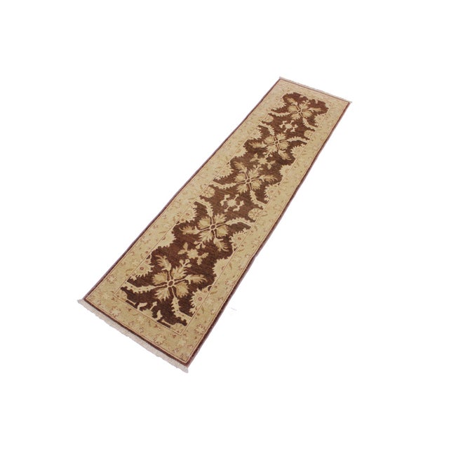 Boho Chic Boho Chic Ziegler 1990's Brown/Tan Wool Runner Rug- 2'6'' X 9'8'' For Sale - Image 3 of 10