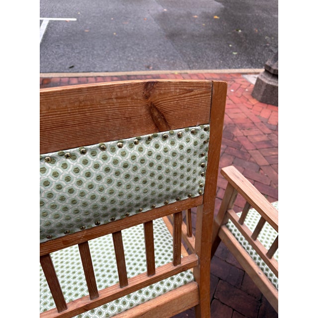 Green Pair of Mid 20th Century Scandinavian Pine Armchairs For Sale - Image 8 of 8