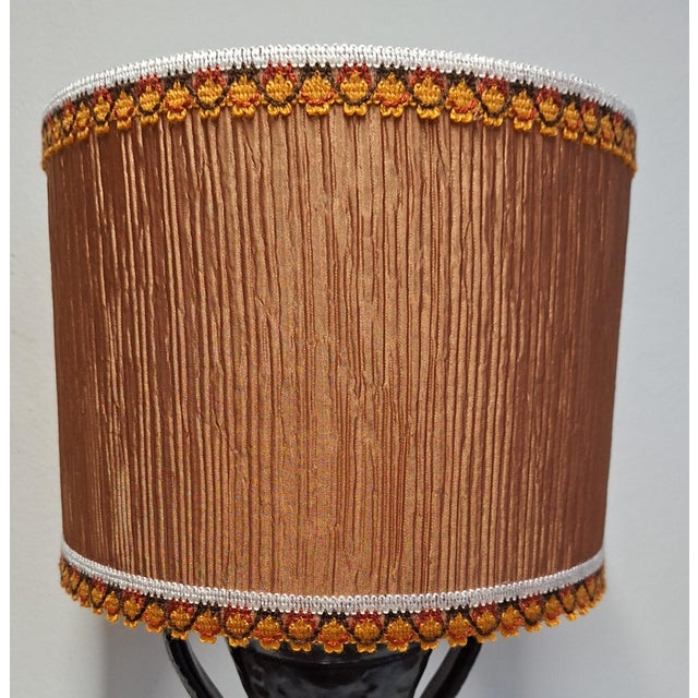 Brown Vintage German Table Lamp with Handmade Fabric Shade by Lamplove, 1970s For Sale - Image 8 of 10