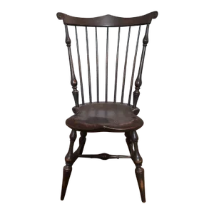 D.r. Dimes Massachusetts Fanback Windsor Chair Bench Made Black Crackle Finish