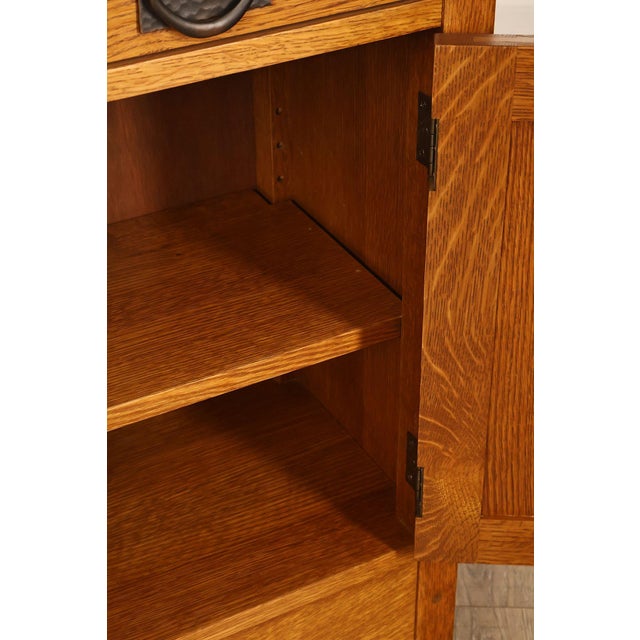 Wood Stickley Mission Collection Harvey Ellis Inlay Oak Small Cabinet For Sale - Image 7 of 18