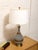 Mid 20th Century Ribbed Gourd Mid Century Table Lamp With Brass Base and White Drum Shade For Sale In Palm Springs - Image 6 of 7