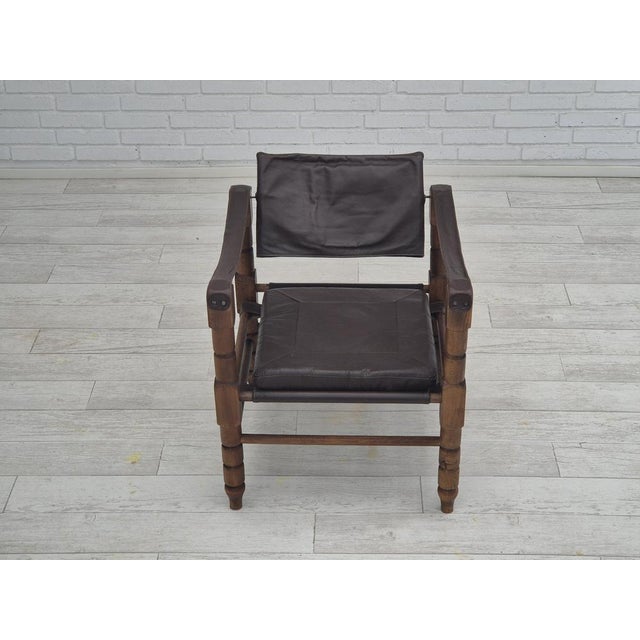 1960s, Scandinavian "Safari" lounge chair in original good condition: no smells and no stains. Brown leather, beech wood....