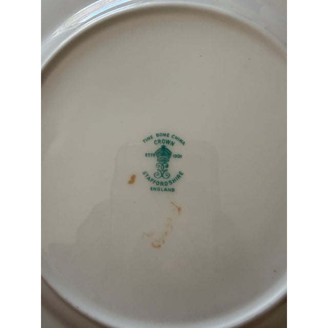 Vintage Crown Staffordshire Lyric Tunis Blue Fine Bone China Plates - Set of 10 For Sale - Image 10 of 12