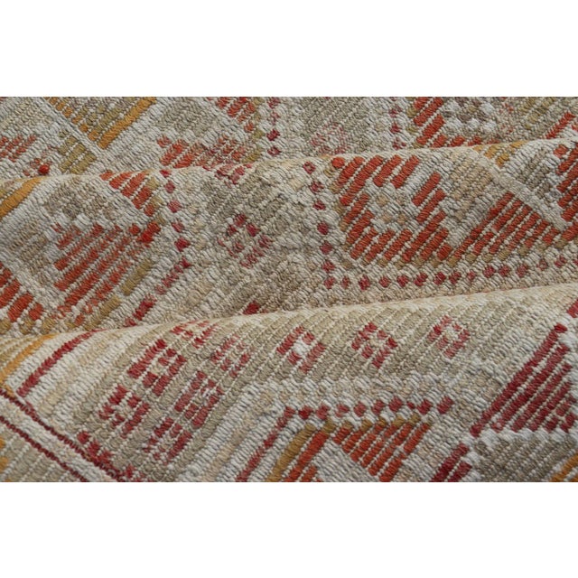 Turkish Vintage Kilim With All-Over Diamond Design With Orange & Yellow For Sale - Image 11 of 12