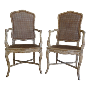 Vintage Faux Bamboo Arm Chairs- a Pair