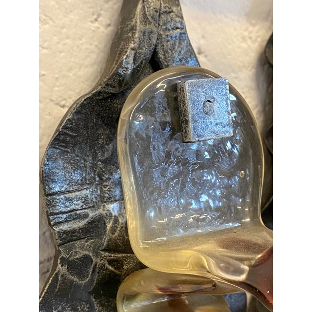 Brutalist Aplique in Wrought Iron and Glass, 1960s For Sale - Image 16 of 18
