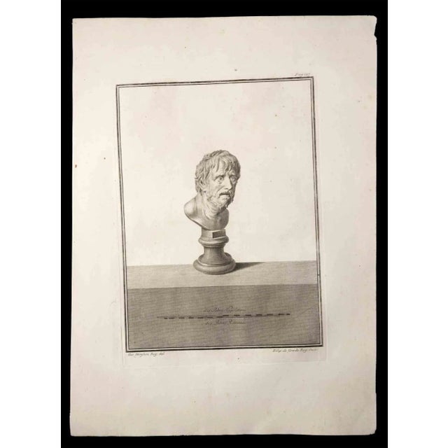 Ancient roman bust, from the series "antiquities of herculaneum", is an original etching on paper realized by giovanni...