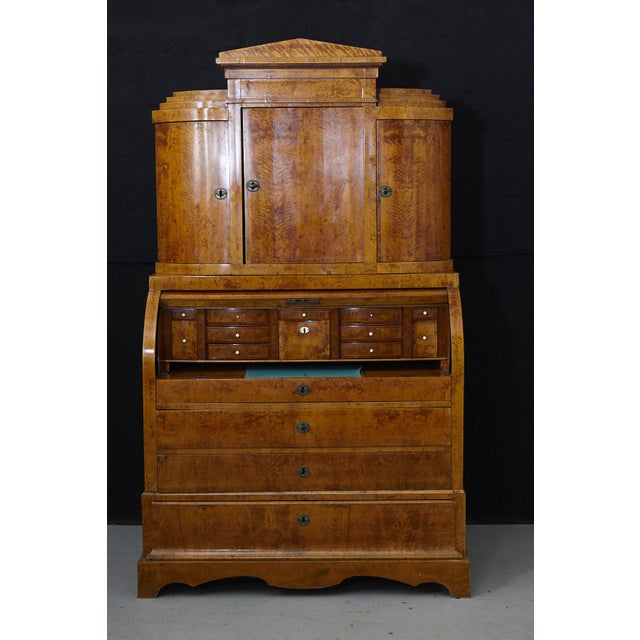 Wood 19th Century Biedermeier Walnut Secretary Desk For Sale - Image 7 of 13