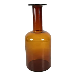 Mid Century Modern Danish Amber Glass Apothecary Bottle
