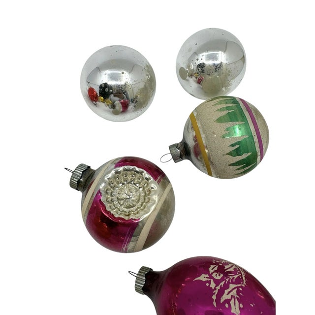 Mid Century Vintage Mercury Glass Ornaments - a Set of 15 For Sale - Image 10 of 11