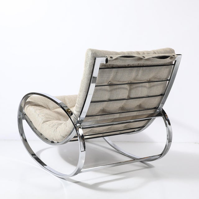 Mid-Century Chrome Rocking Lounge Chair W/ Button Detailing by Milo Baughman For Sale In New York - Image 6 of 12
