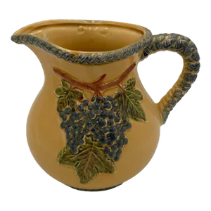 Late 20th Century Ceramiche Virginia Tuscan Grape Relief Pitcher