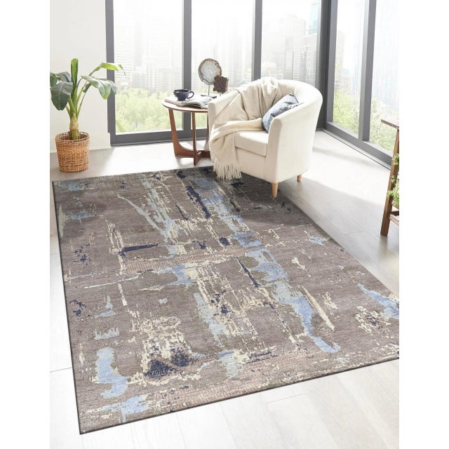 2020s 8x10 Clara Stylish Gray Abstract Hand Knotted Wool Rug For Sale - Image 5 of 5