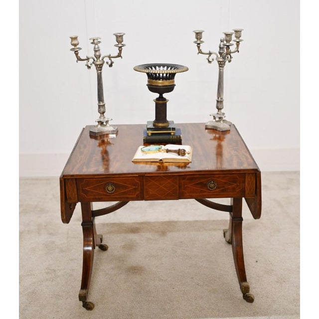 Mahogany Sofa table with crossbanded edging and 2 drawers either side Nice designs to the crossbanding to the front with...