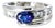 Late 20th Century 14K White Gold Sapphire Diamond Tension Band Ring, Size 7.25 For Sale