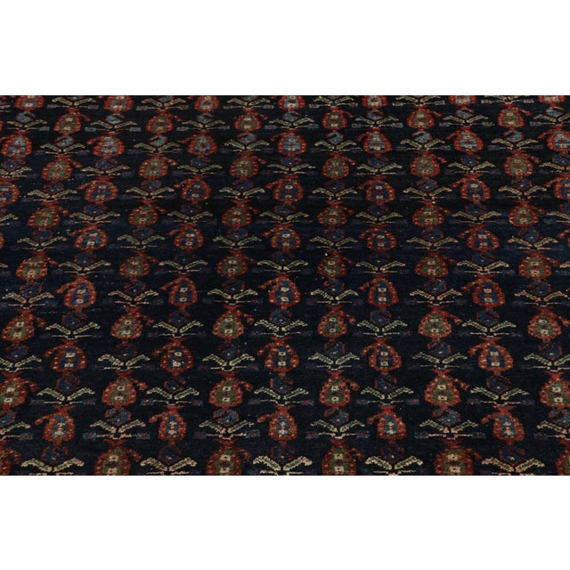 Rug & Kilim Vintage Persian Malayer Rug in Midnight Blue and Salmon With Floral Pattern For Sale - Image 4 of 7