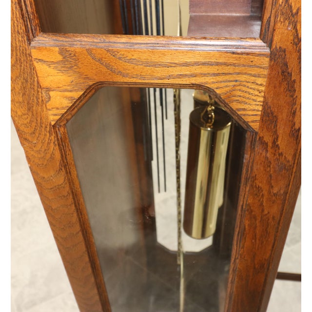 Vintage Howard Miller “Marston” Oak and Elm Burl Grandfather Clock, Circa 1980s For Sale - Image 14 of 17