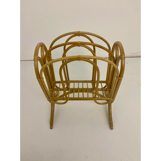 Vintage Mid-Century Modern Bentwood Rattan and Bamboo Magazine Rack. For Sale - Image 10 of 12