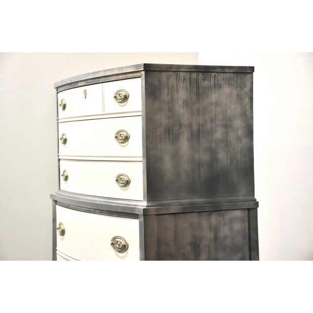 Grey and White Vintage Tall Dresser For Sale - Image 4 of 10