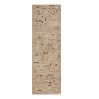 Nazmiyal Collection Neutral Color Artistic Fish Design Modern Runner Rug For Sale