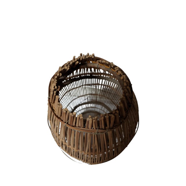 Boho Chic Antique Early 20th Century Large Woven Rattan Fishing Trap Basket For Sale - Image 3 of 13