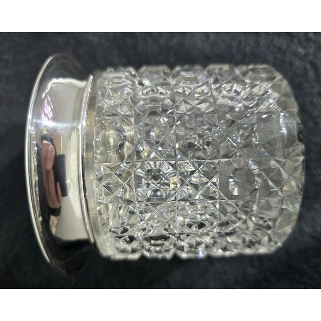 Gold Antique Sterling Silver & Cut Glass Dressing Table Jar, 1918 For Sale - Image 8 of 17