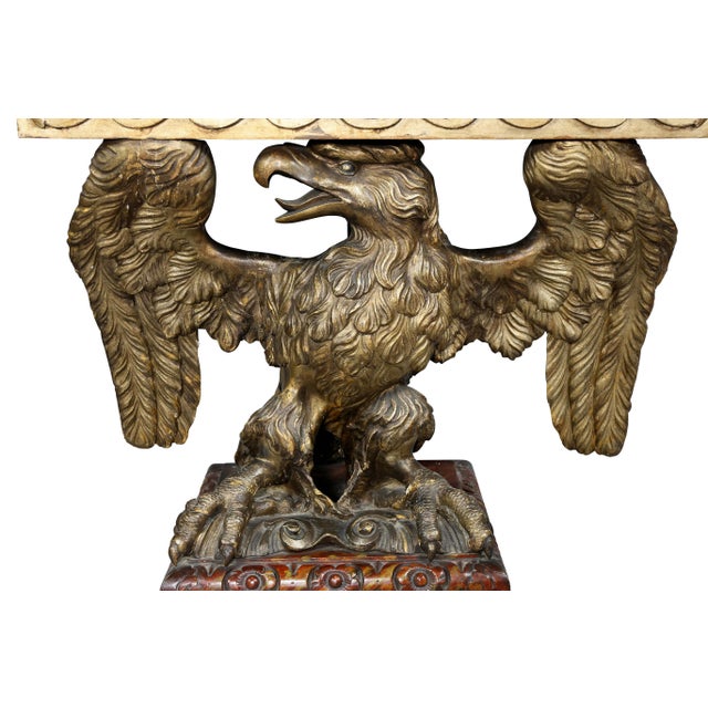 Late 19th Century George II Style Giltwood and Grey Marble Eagle Console Tables - a Pair For Sale - Image 5 of 10