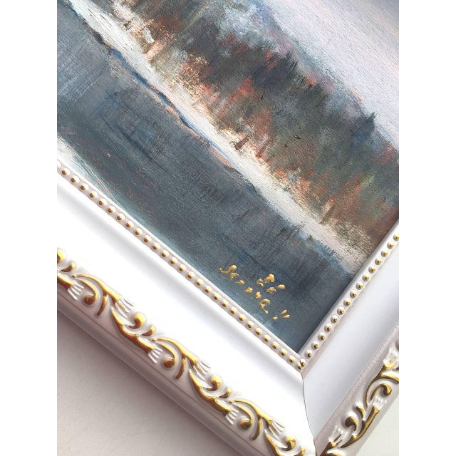Blue Framed Original Painting Winter River Landscape by Valeriya Serova For Sale - Image 8 of 12